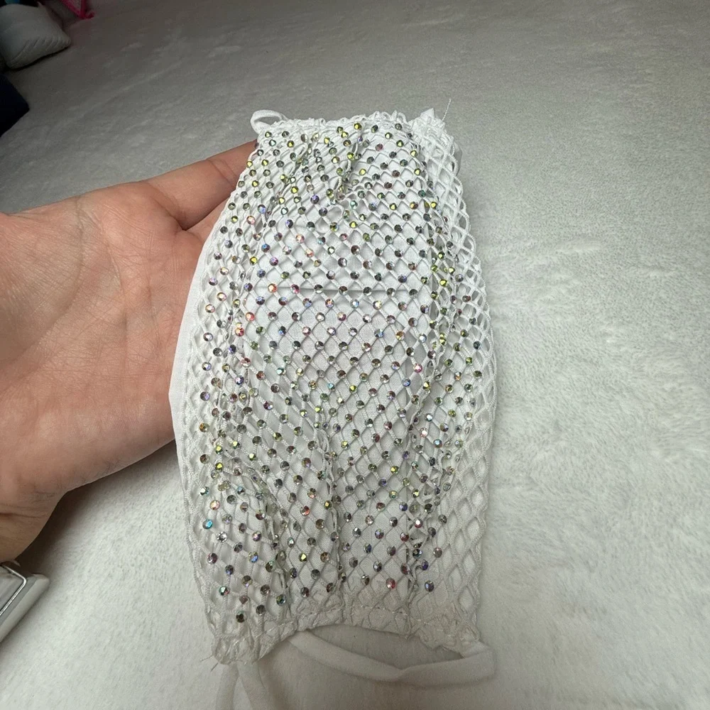 NWT Elegant Rhinestone Mesh Face Mask